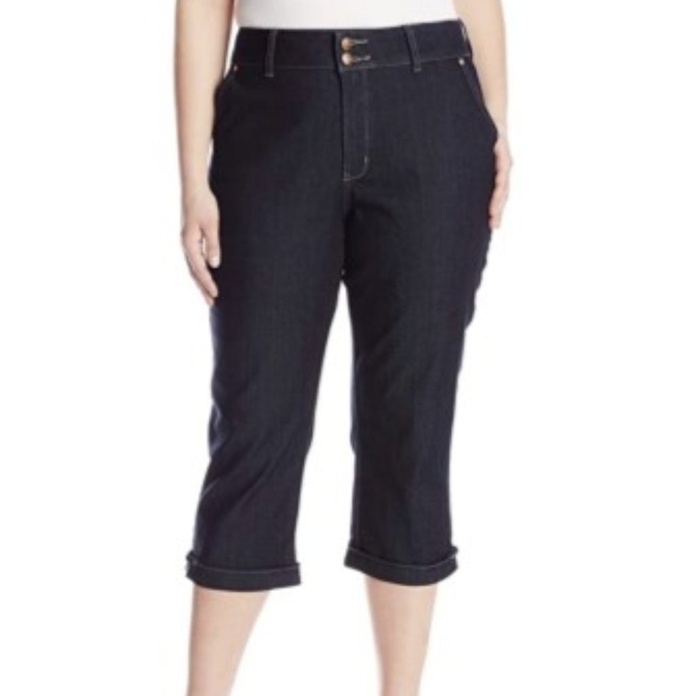 NYDJ Plus Kasia Crop Jeans Rhinestone Clasp 20W